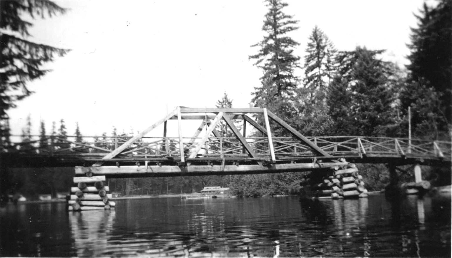 WHEN COAL WAS KING 1934 Log Bridge between Pipe Lake & Lake Lucerne